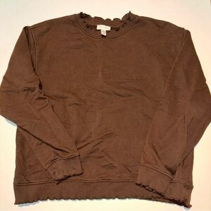 brown topshop sweatshirt with scalloped / ruffled edges